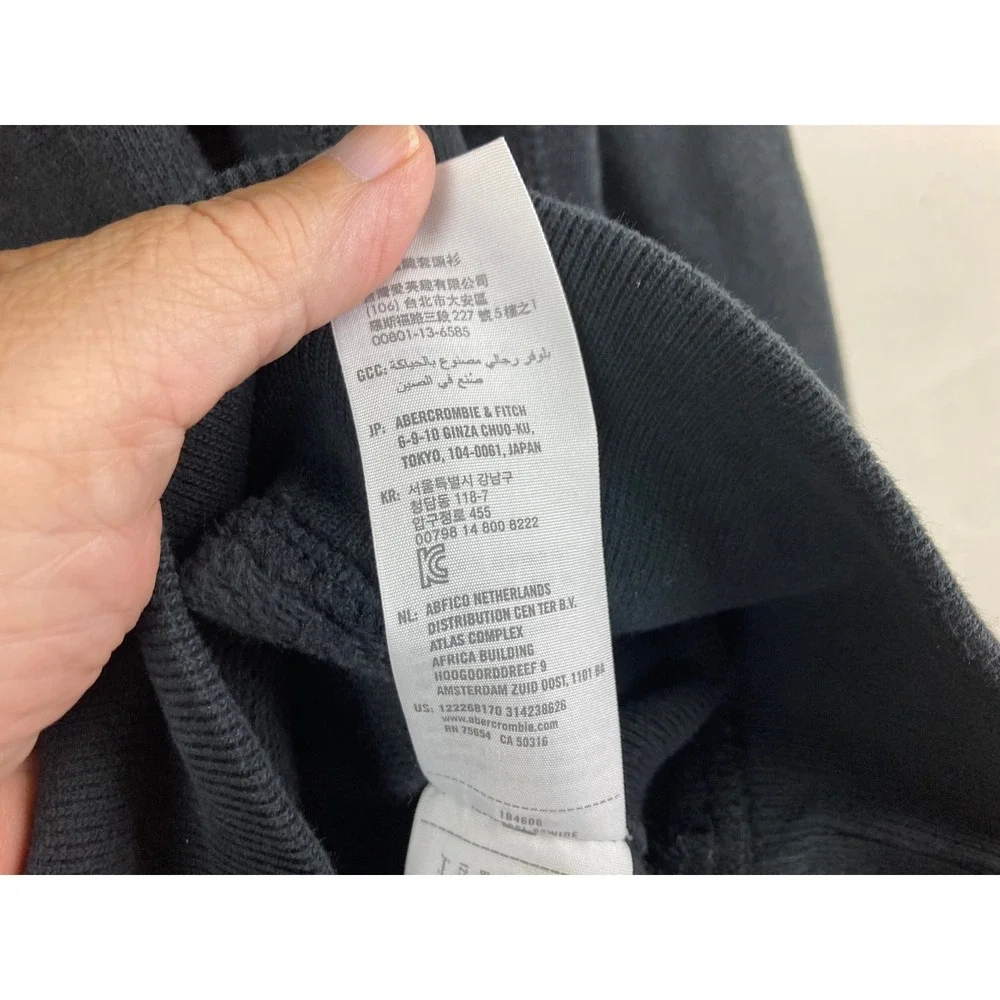 Abercrombie & Fitch Y2K Hoodie Mens L Black Pullover Sweatshirt Streetwear